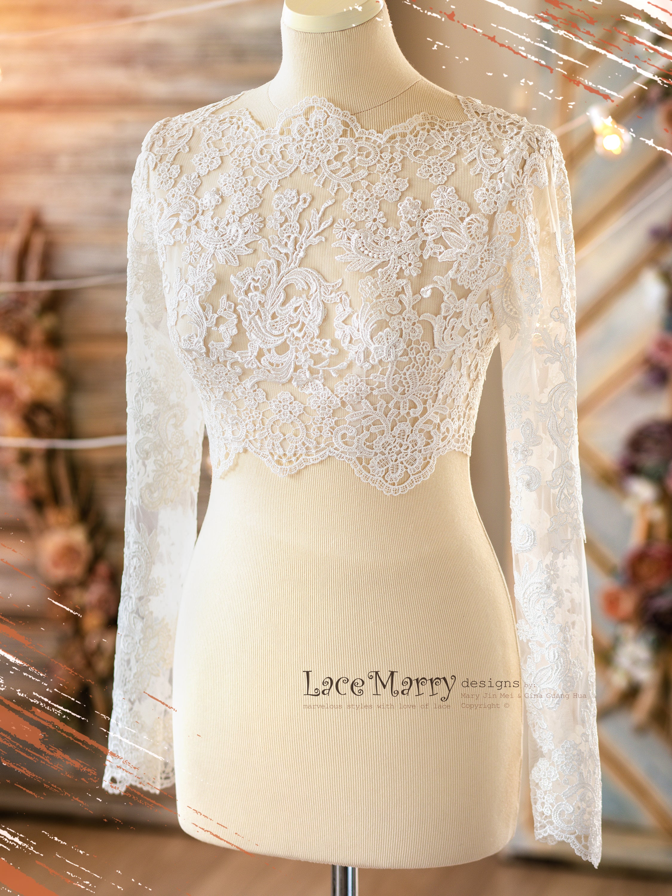 INDIE Long Sleeves Macrame Lace Bolero LaceMarry