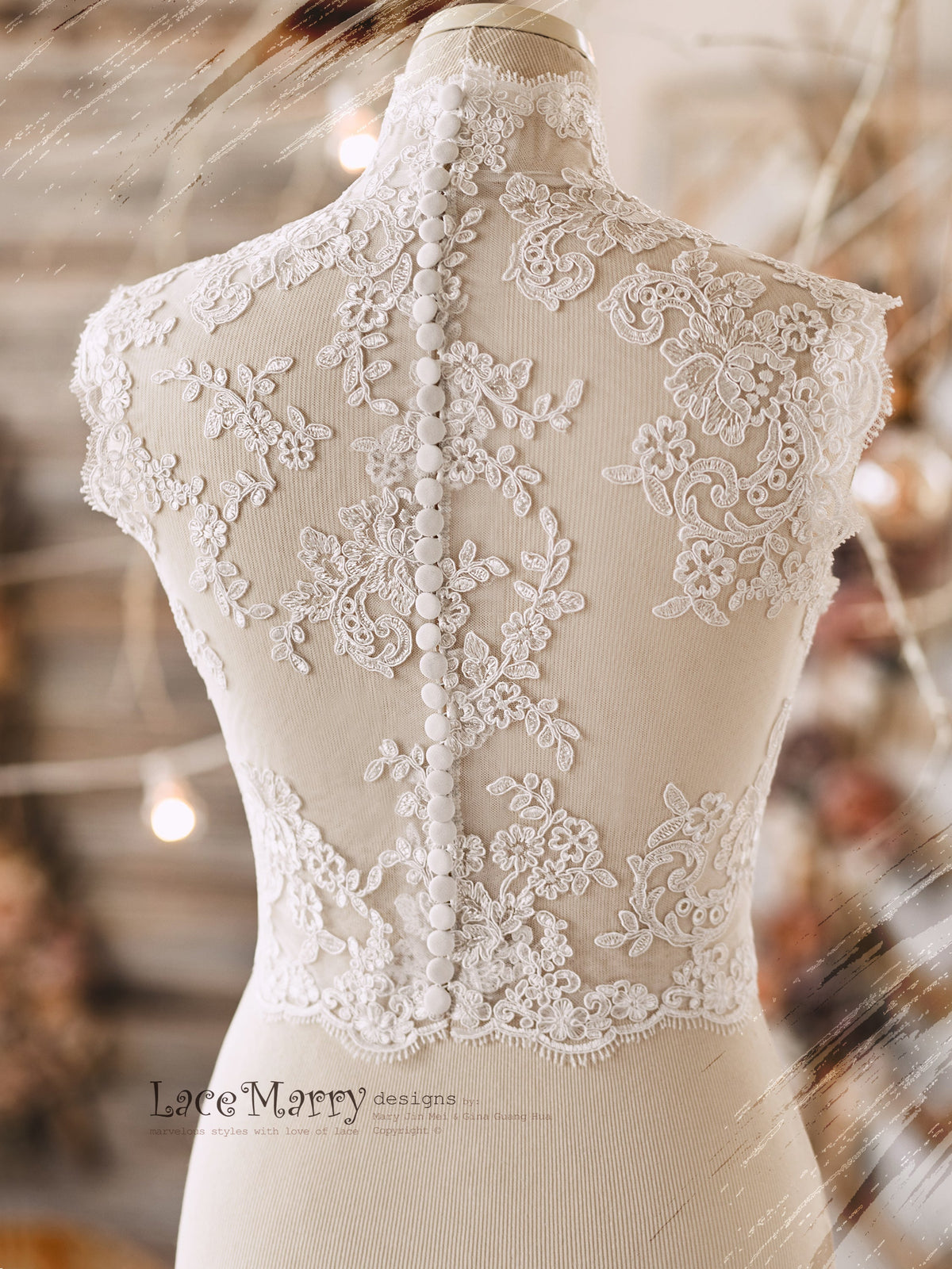 COETZEE / Lace Crop Top with Qipao Collar