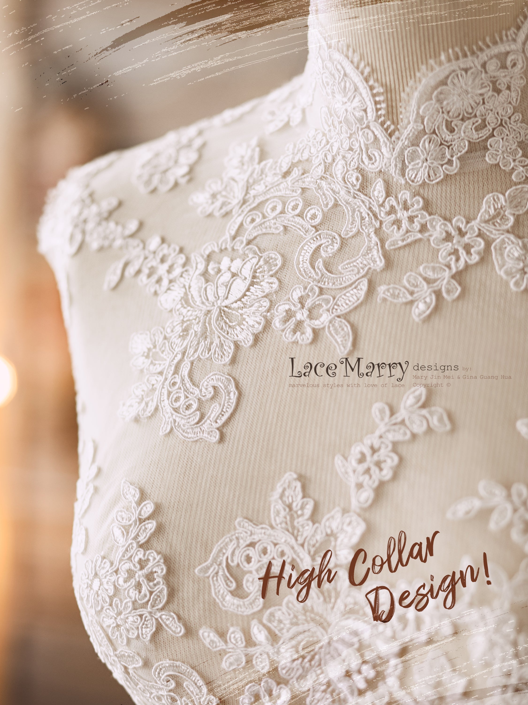 COETZEE / Lace Crop Top with Qipao Collar - LaceMarry