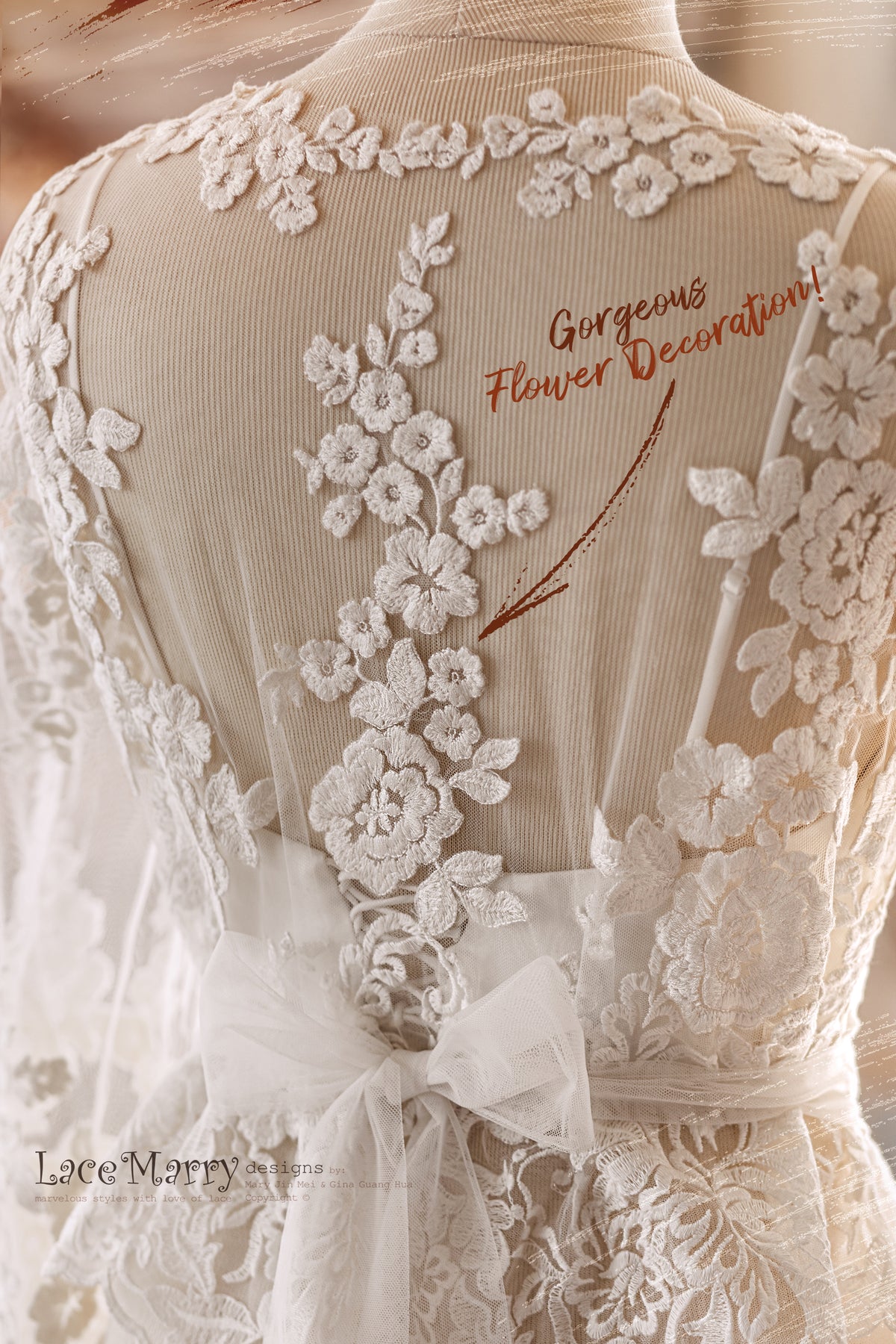 ERIKA #4 / Bridal Lace Topper with Long Sleeves - LaceMarry ERIKA #4 / Bridal Lace Topper with Long Sleeves - LaceMarry
