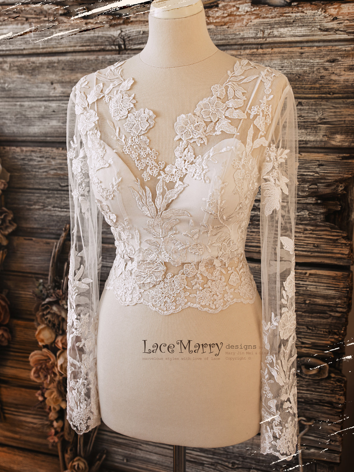 ERIKA #5 / Bridal Crop Top with Long Sleeves