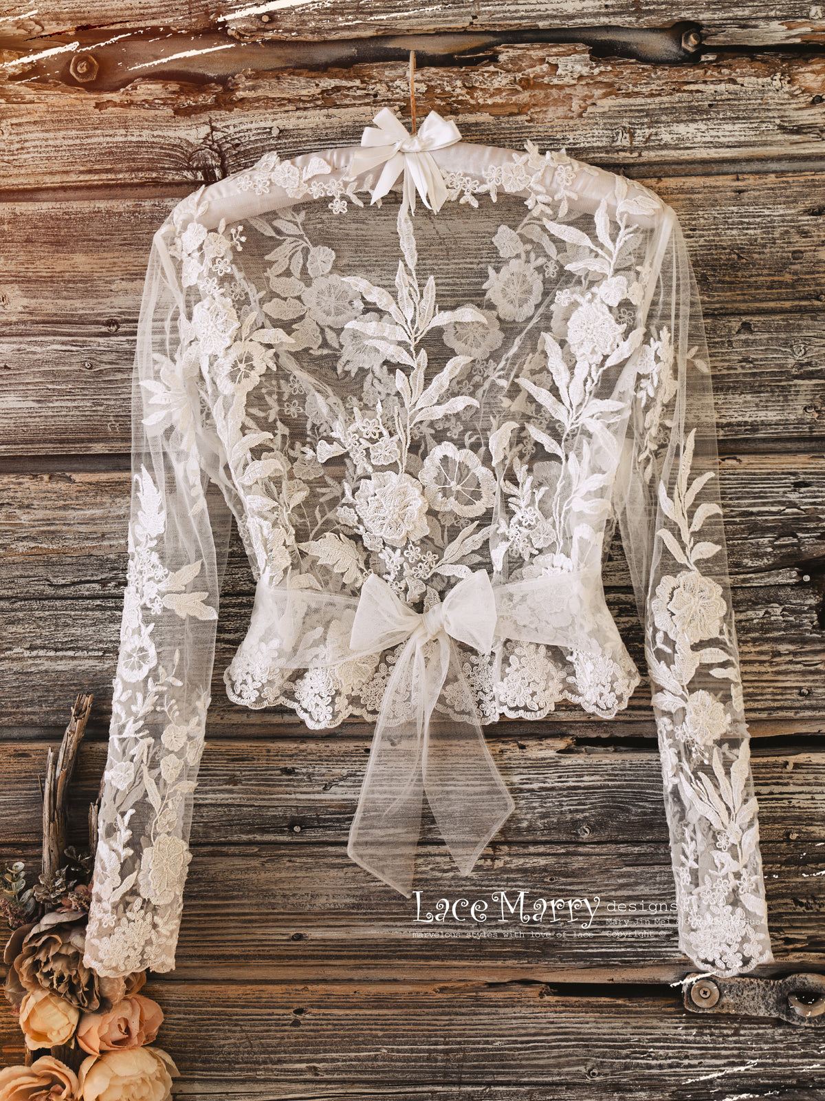 ERIKA #5 / Bridal Crop Top with Long Sleeves