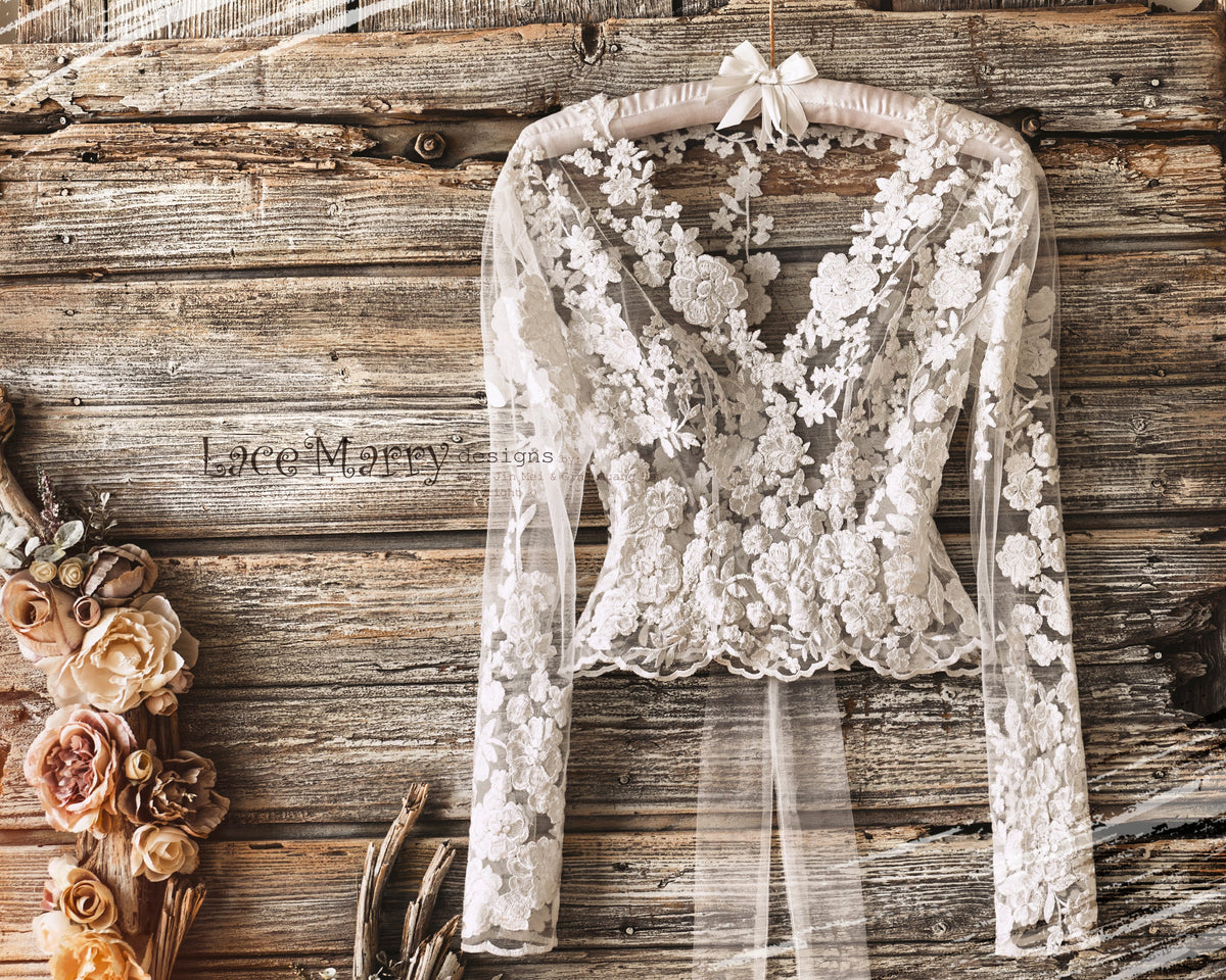 ERIKA #6 / Boho Bridal Bolero with Sleeves