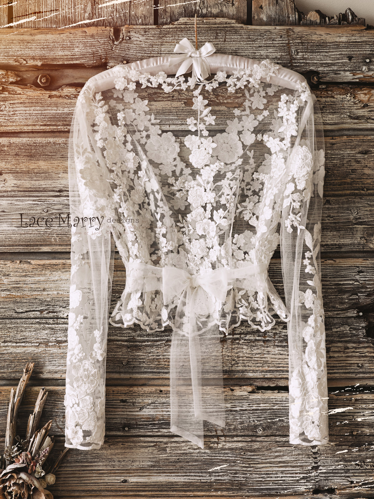 ERIKA #6 / Bridal Lace Topper with Long Sleeves