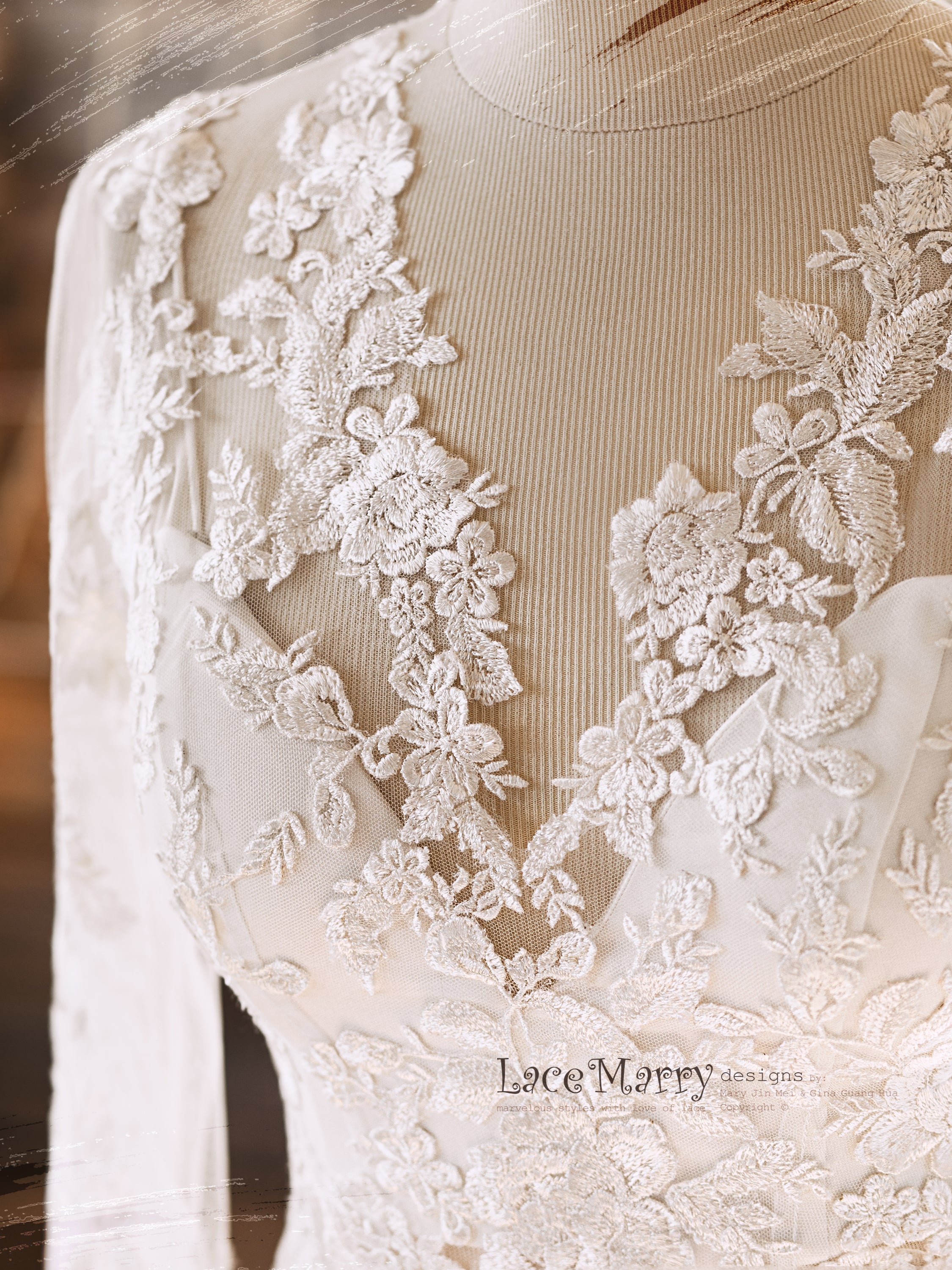 ERIKA #7 / Boho Style Lace Bolero with Long Sleeves - LaceMarry