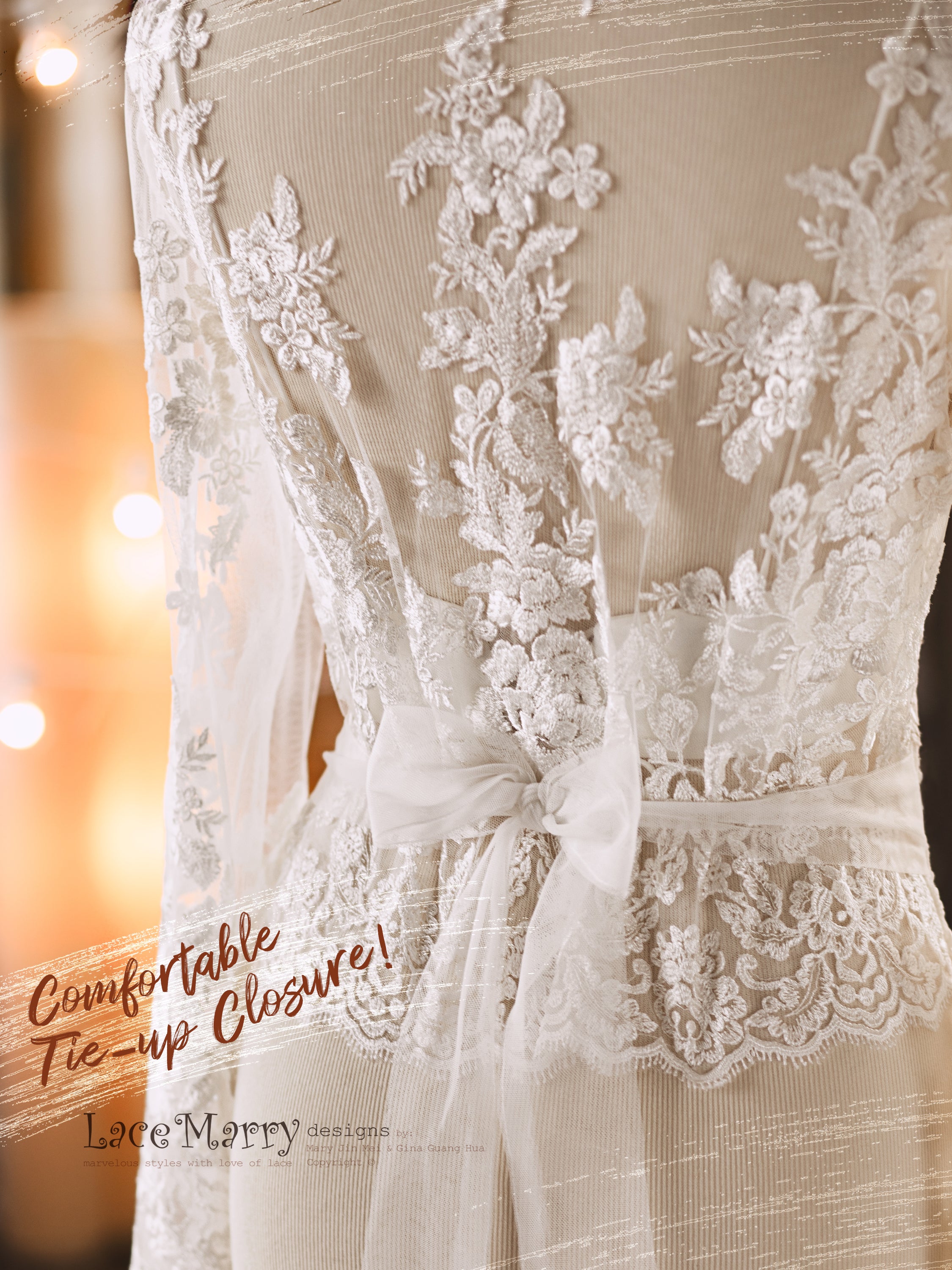 ERIKA #7 / Boho Style Lace Bolero with Long Sleeves - LaceMarry