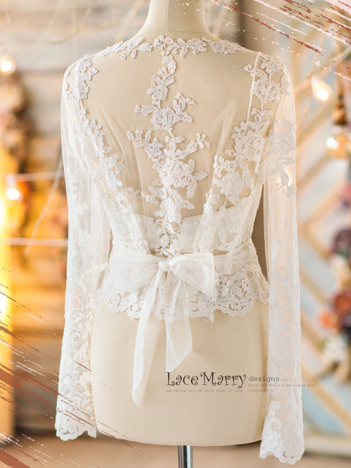 long sleeve lace jacket for wedding dress Romantic Lace Long Sleeves Wedding Jacket TANYA BRIDAL