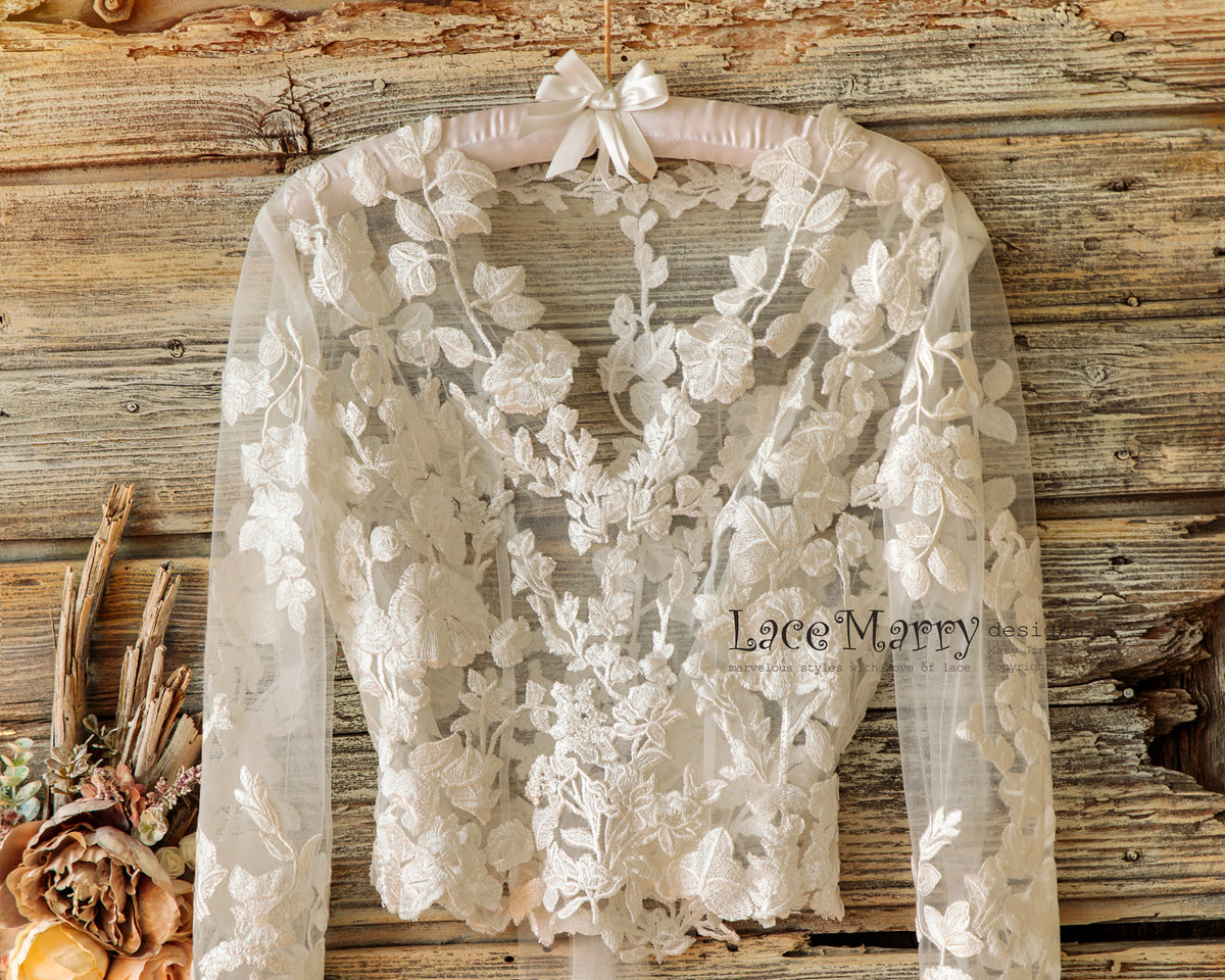 Bridal Lace Top with Long Lace Sleeves