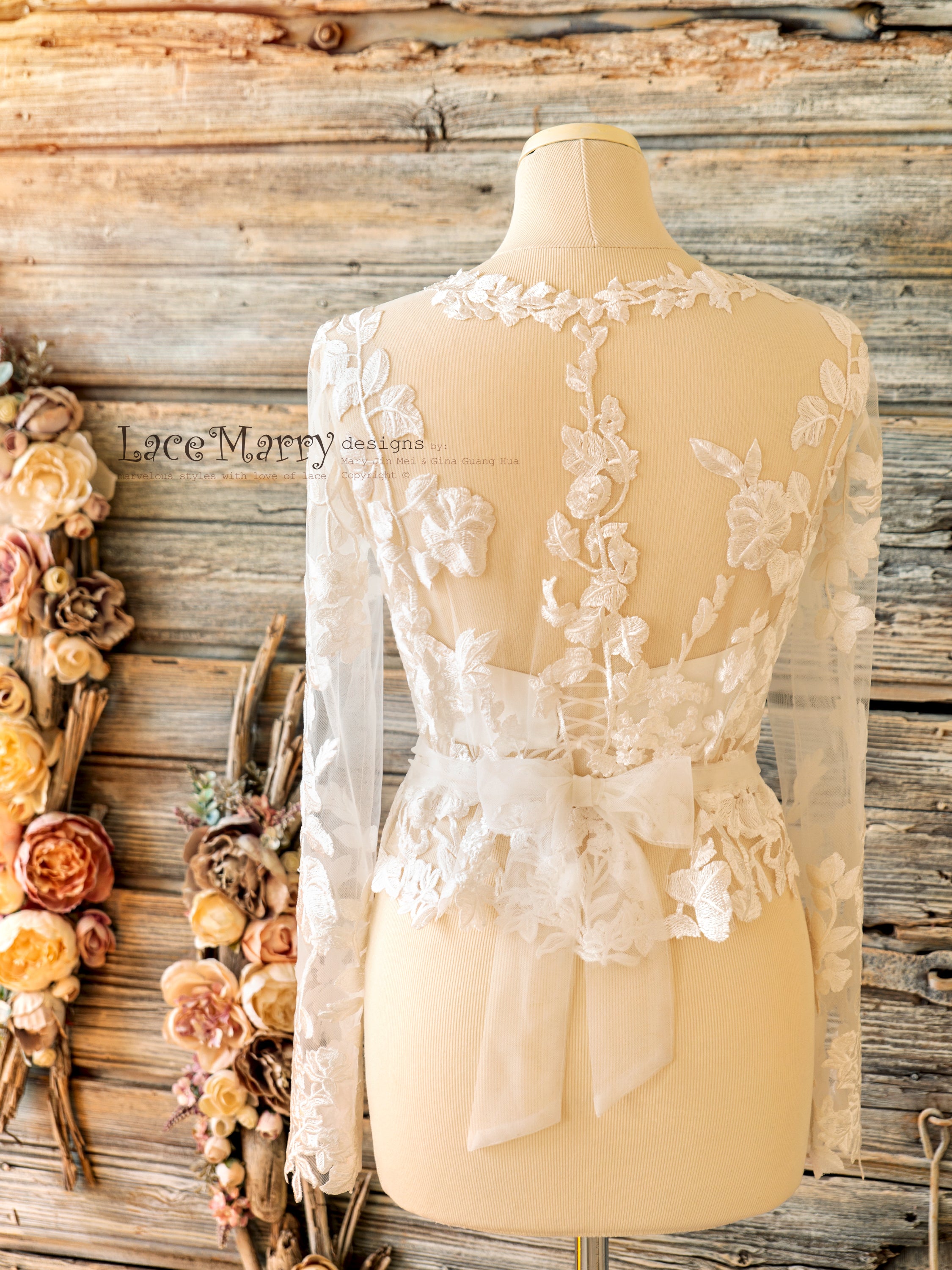 Silky Bustier with Sexy V Neck and Low Back LaceMarry