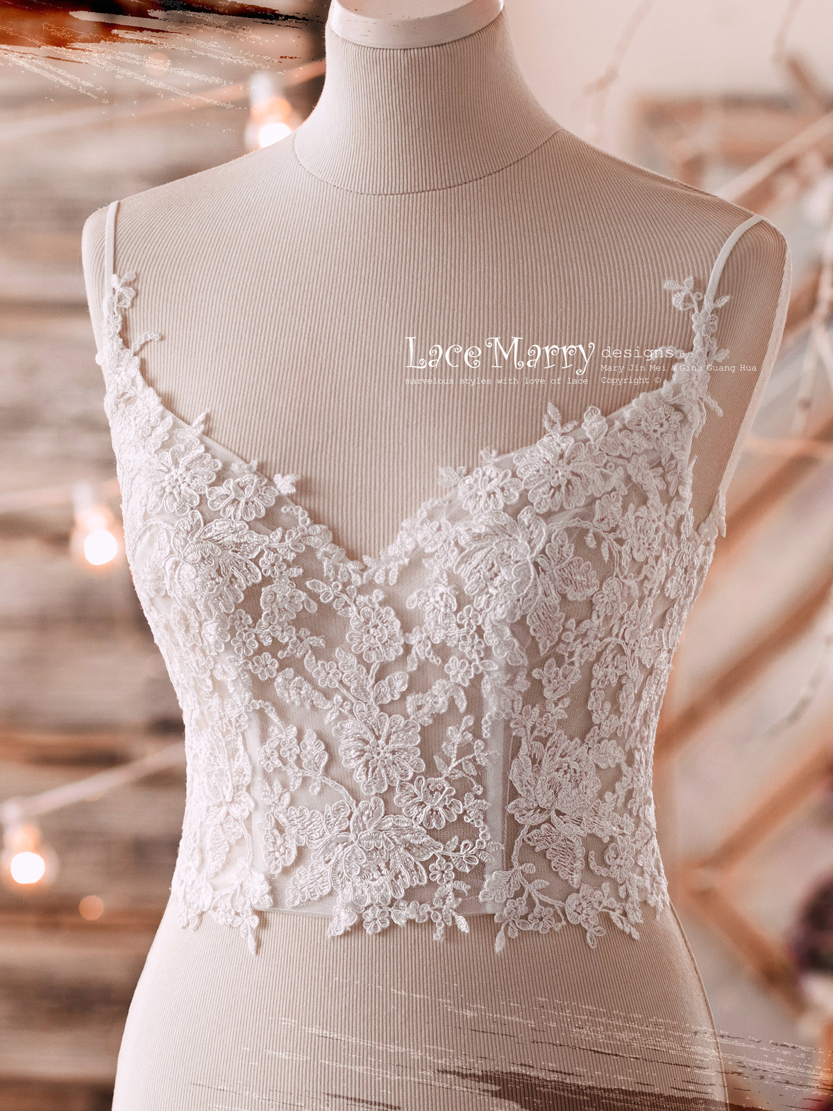V Neck Bridal Crop Top with Thin Straps