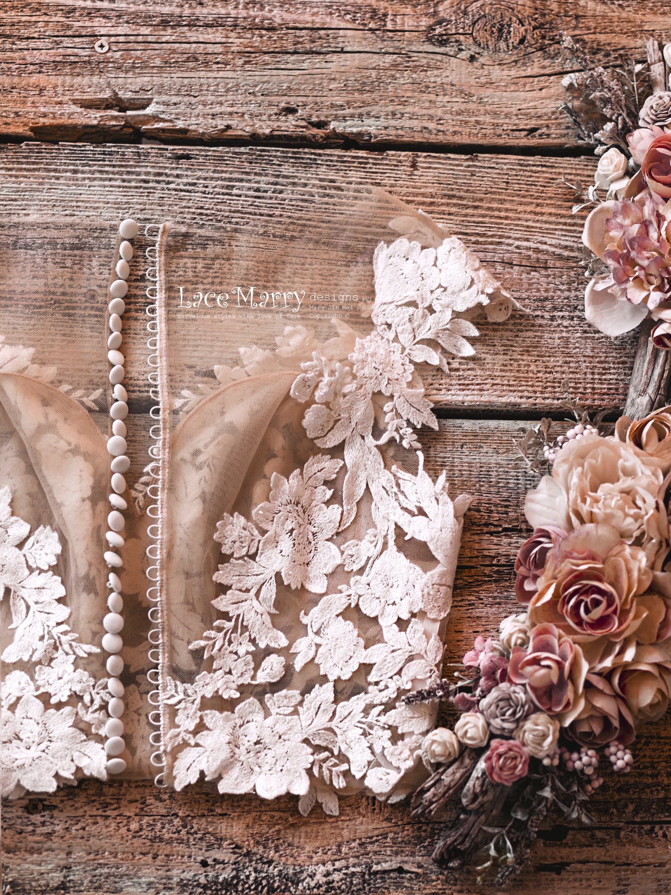 Illusion Bridal Crop Top with Sparkling Appliques