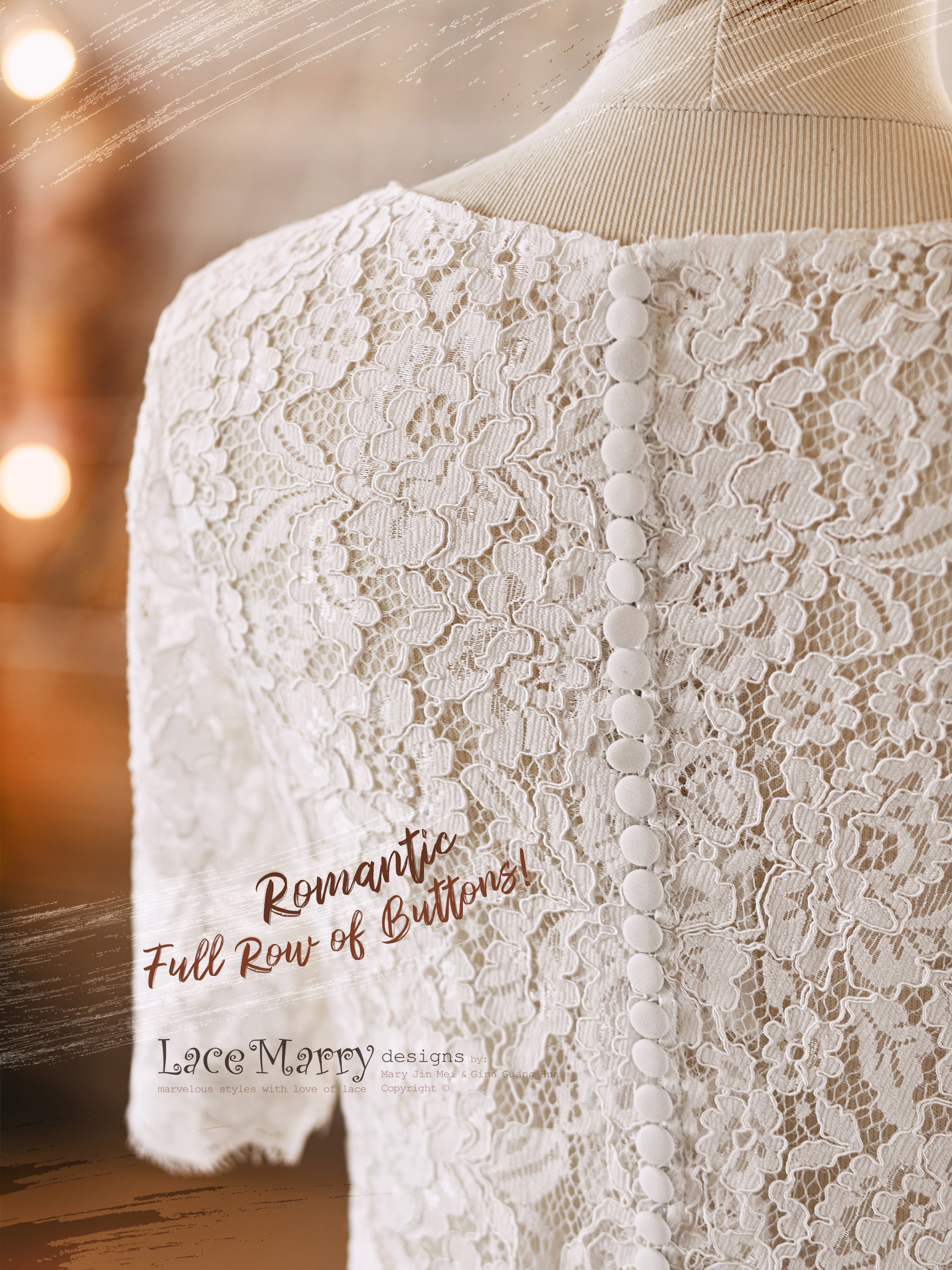 LYSSA #3 / Loose Cut Lace Bridal Bolero with Sleeves - LaceMarry LYSSA #3 / Loose Cut Lace Bridal Bolero with Sleeves - LaceMarry