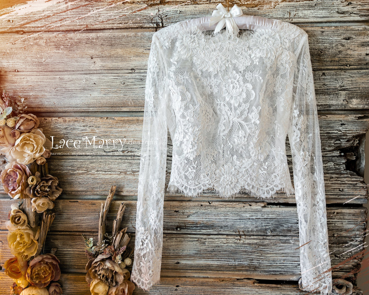 Long Lace Sleeves Bridal Top