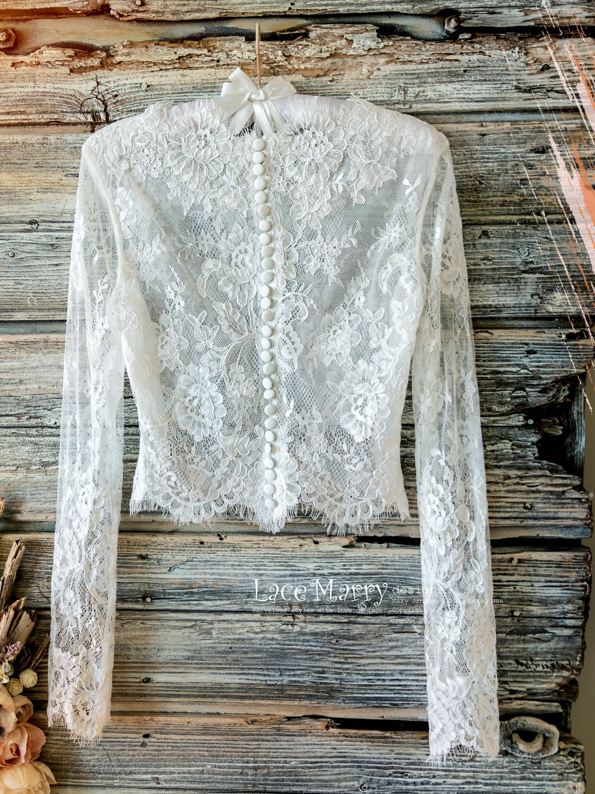 Romantic Lace Bolero with Buttoned Back