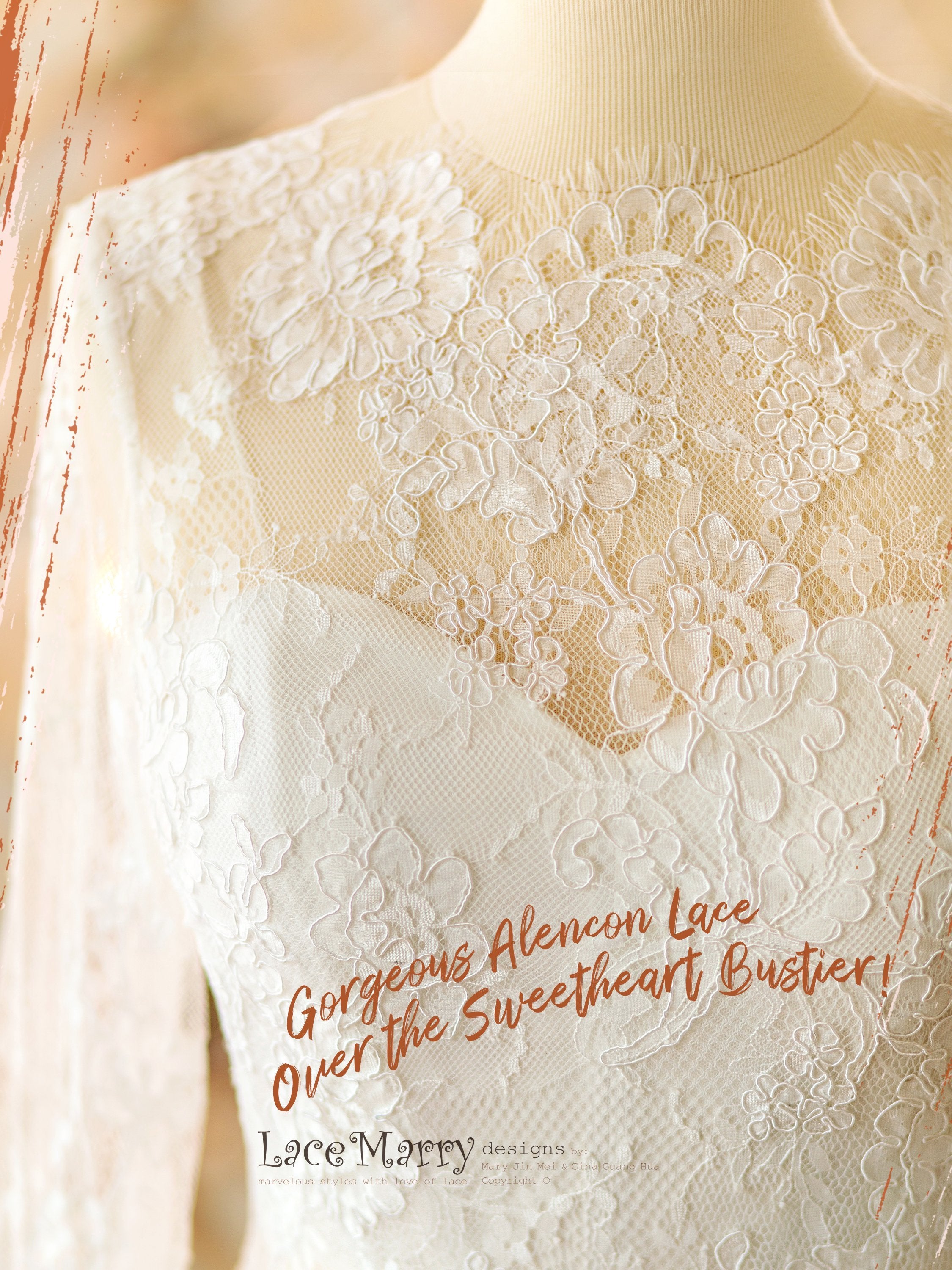 chanAmeri 2WAY RIBBON BOLERO DRESS MAGNOLIA #2 / Alencon Lace Bolero with Bustier - LaceMarry