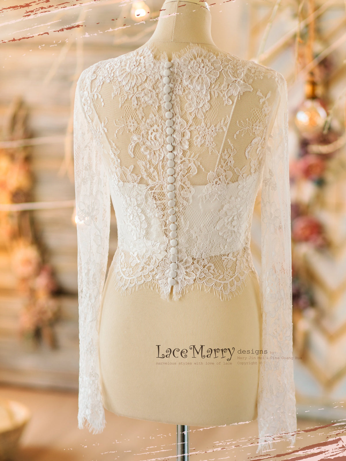 alencon lace wedding dress MAGNOLIA #2 / Alencon Lace Bolero with Bustier