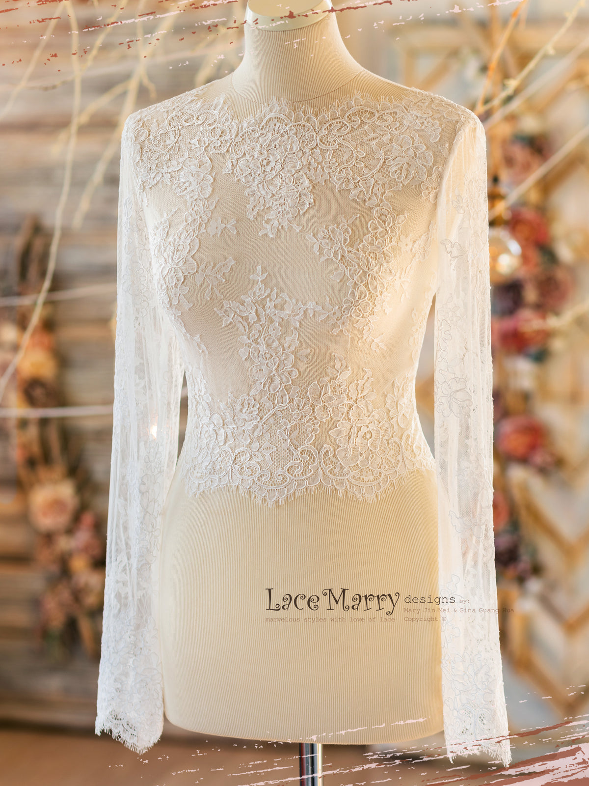 Bridal Lace Topper with Long Sleeves