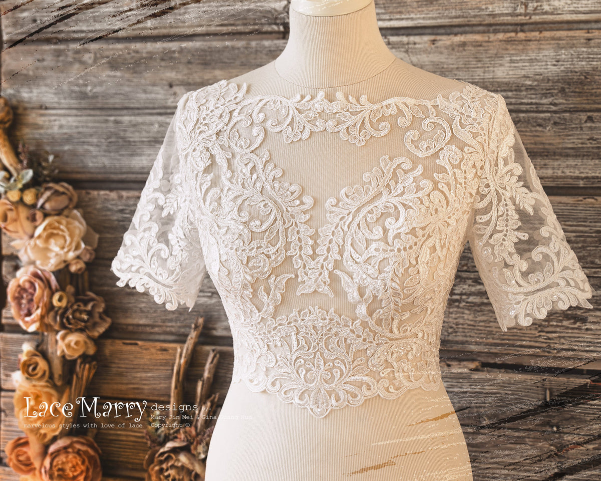 JERICA / Short Sleeve Lace Crop Top