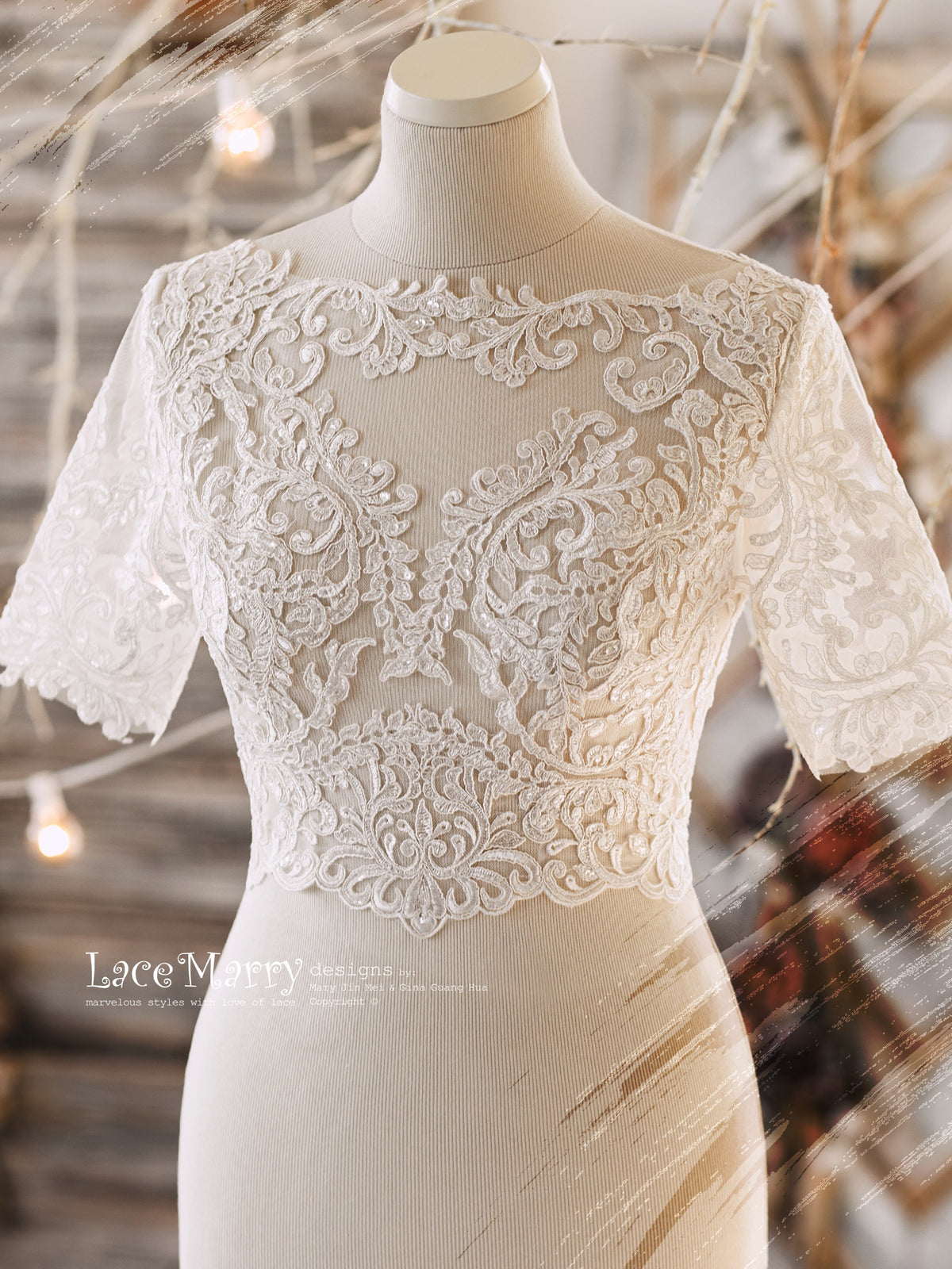 JERICA / Short Sleeve Lace Crop Top