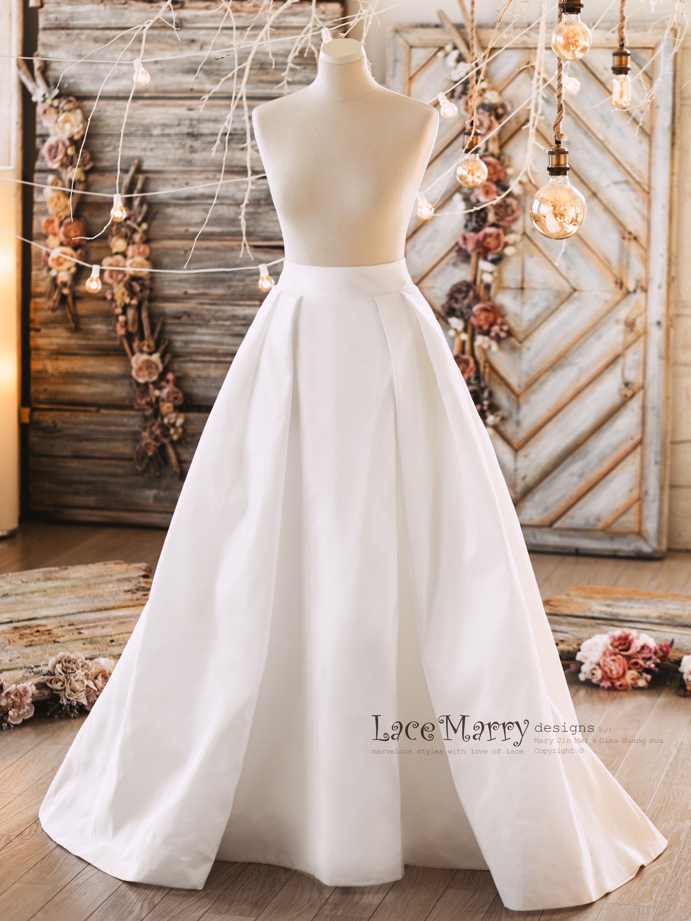 NORAH A Line Bridal Skirt with Folded Design LaceMarry