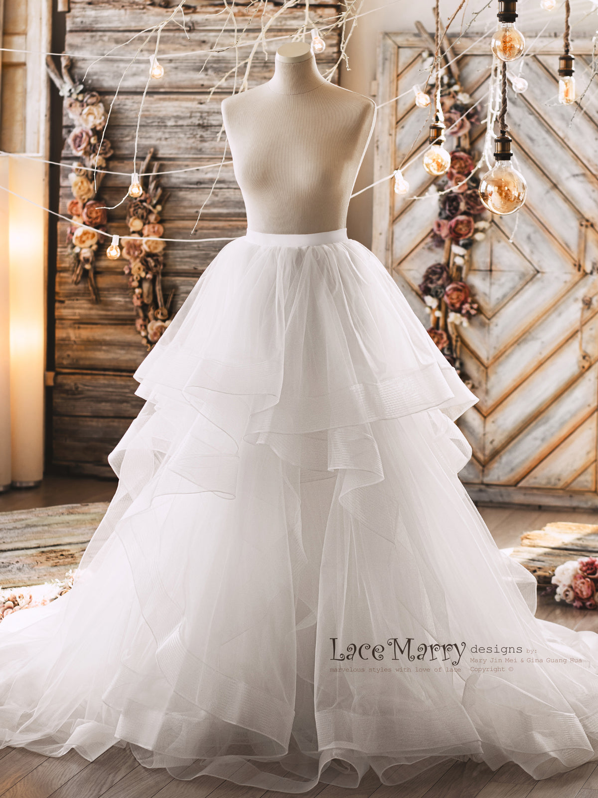 A line Wedding Skirt with Horsehair Layers