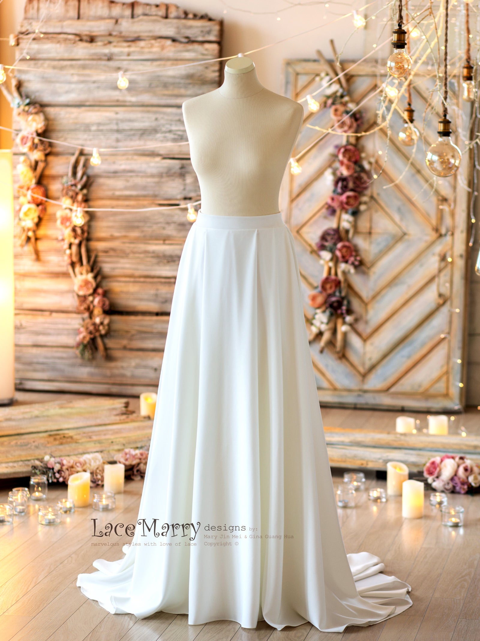 A Line Plain Crepe Wedding Skirt