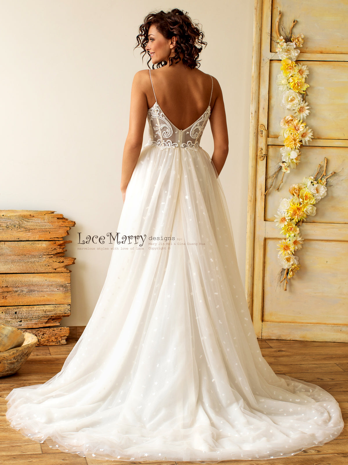 Amazing Wedding Dress with Extra Thin Straps