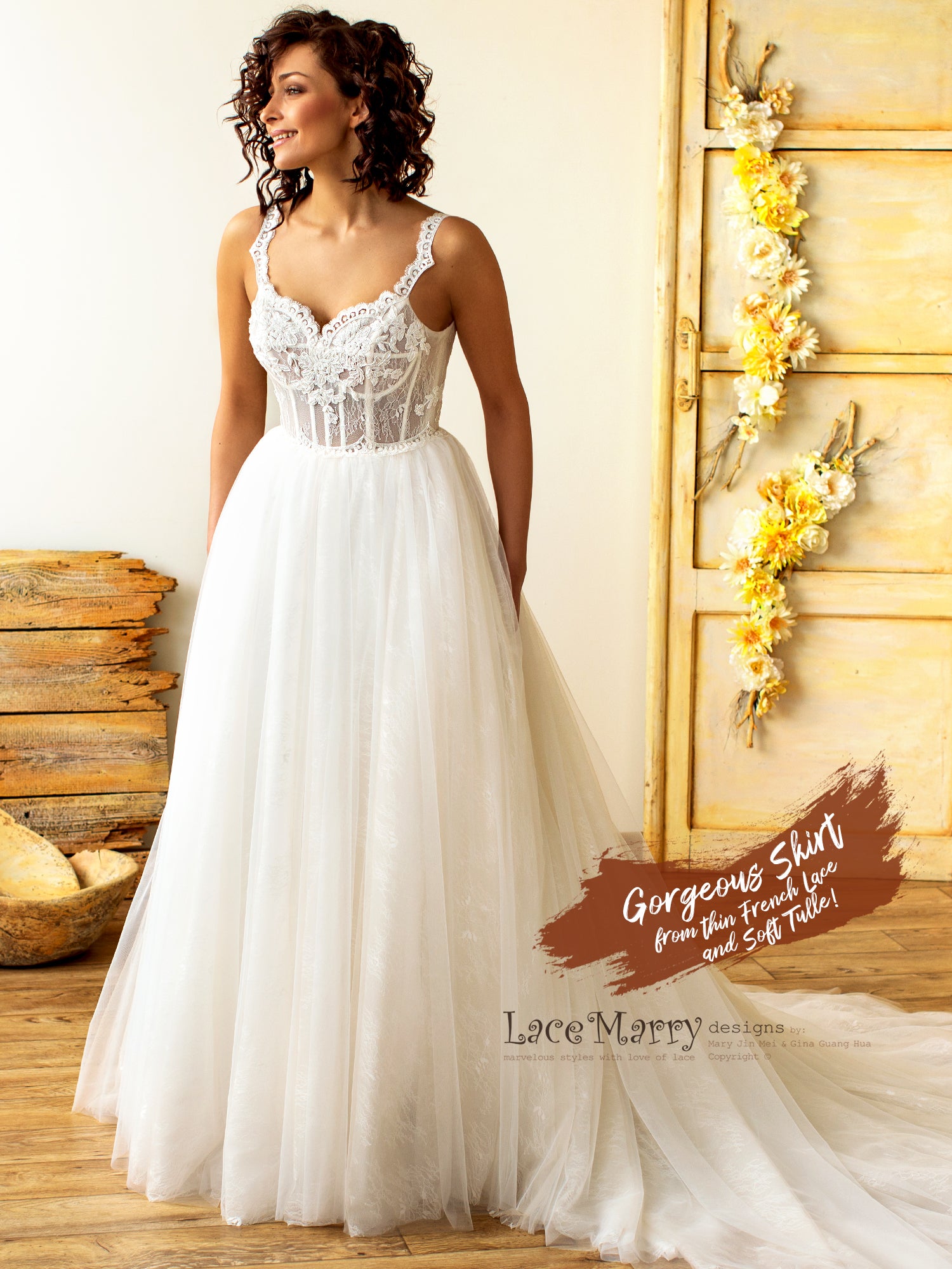 Princess Tulle Wedding Dress with Straps