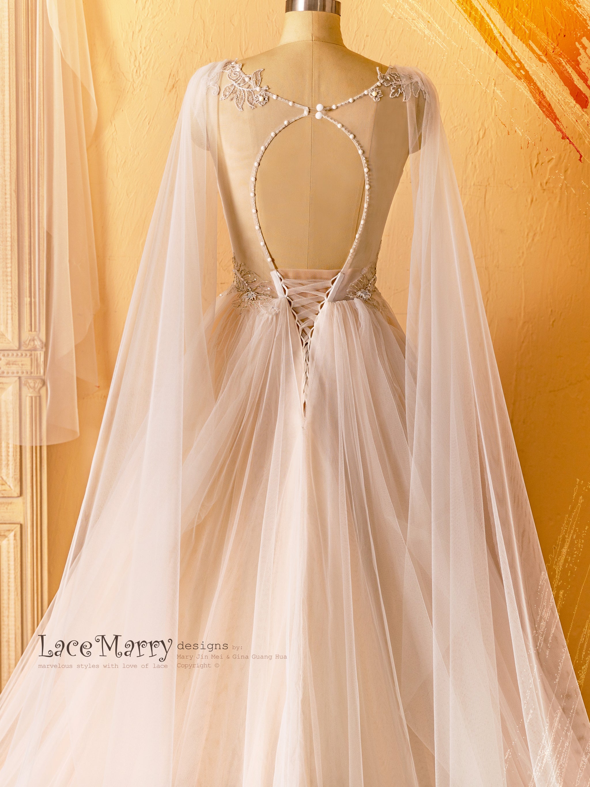 wedding dress with fairy wings Gothic Butterfly Wedding Dress With Wings, Fantasy White Black Gown With Lace Sleeves, Elven Pagan Bridal Dress Maxi