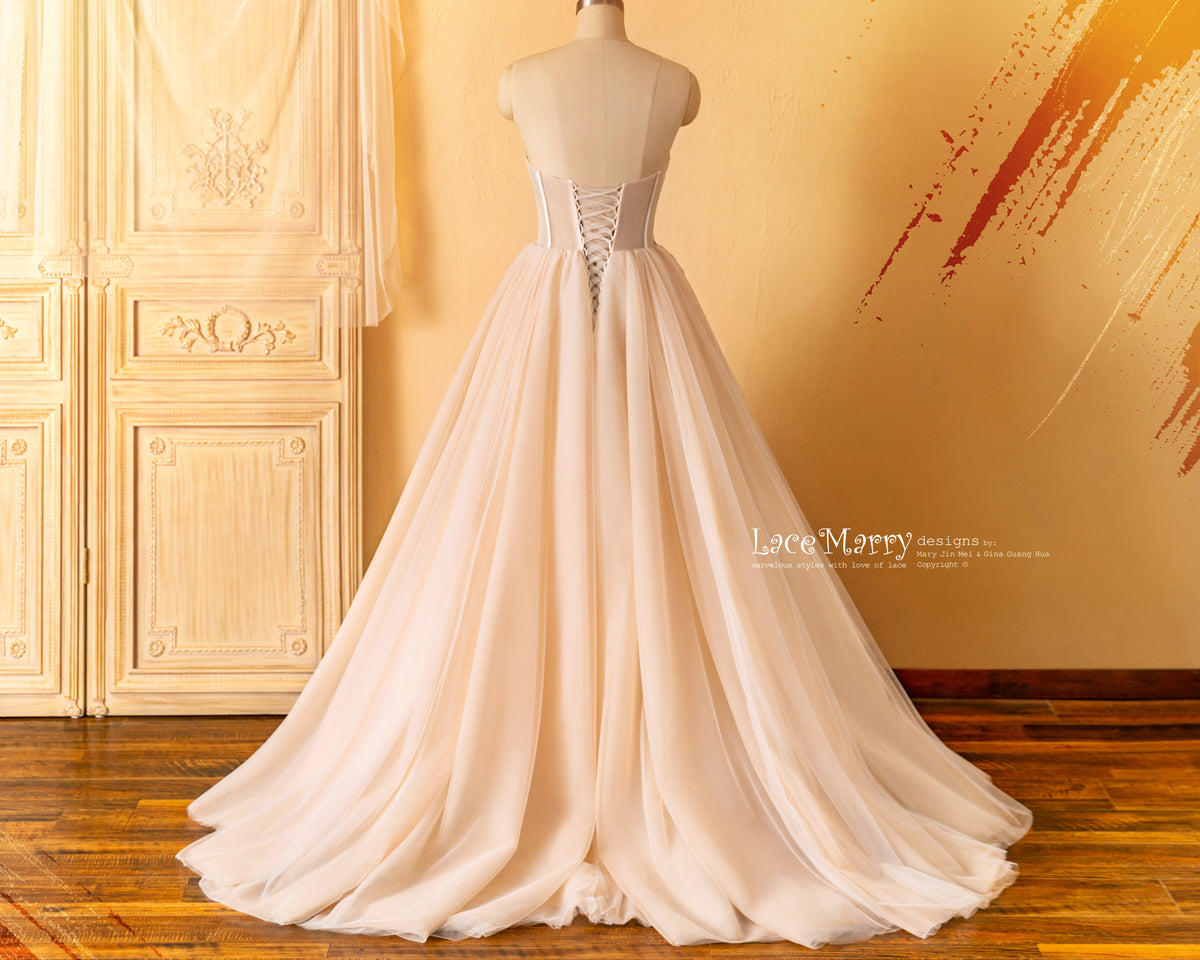 Corset Back Wedding Dress with Sweep Train