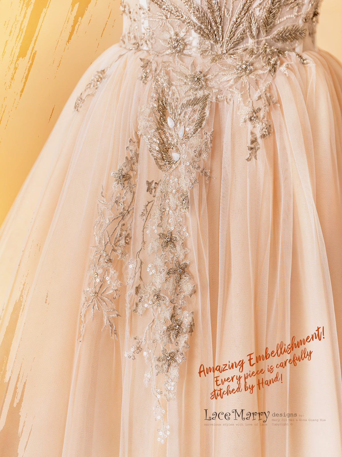 Lace and Sparkling Tulle Wedding Dress