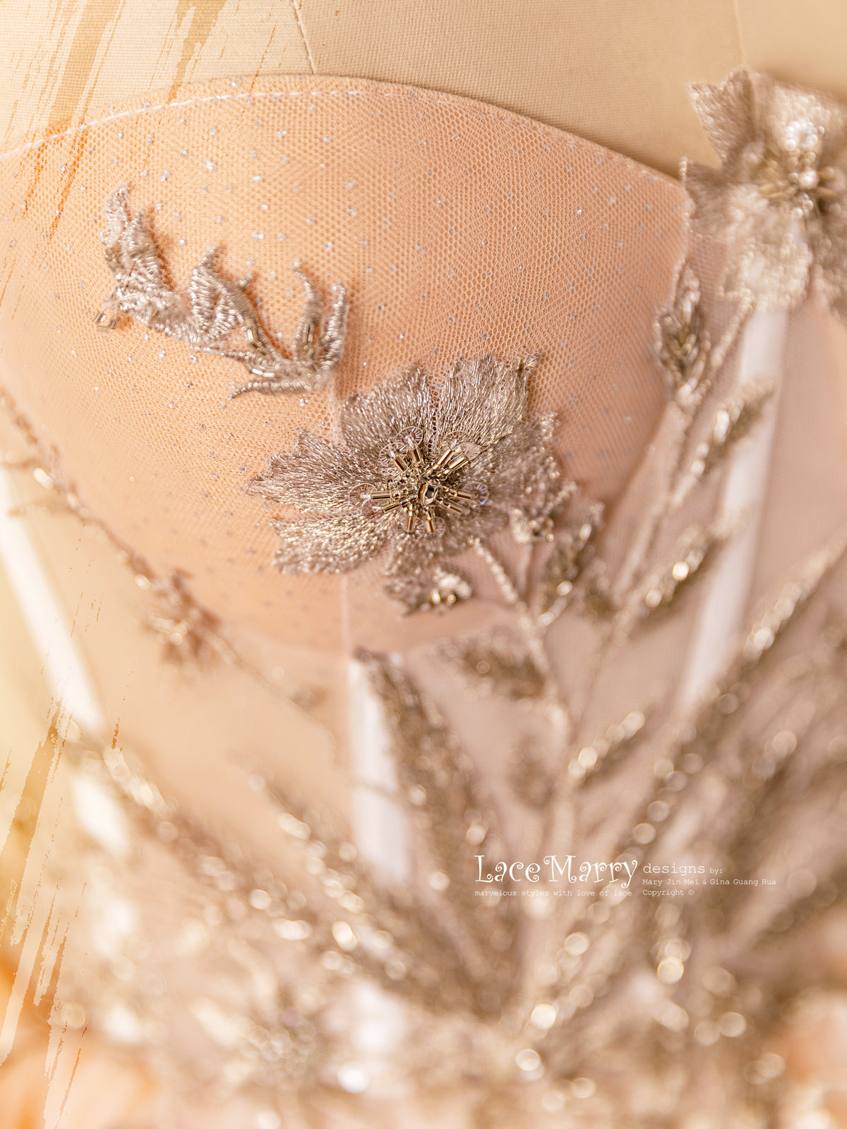Beautifully Hand Beaded Sparkling Tulle Wedding Dress