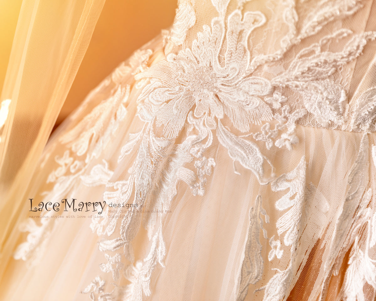 Beautiful Closeup Detail Wedding Dress