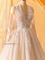 Deep V Neckline Wedding Dress with Amazing Flower Appliques
