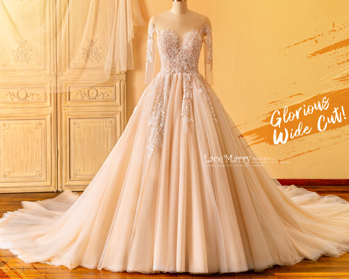 Wide A Line Wedding Dress with Long Sleeves