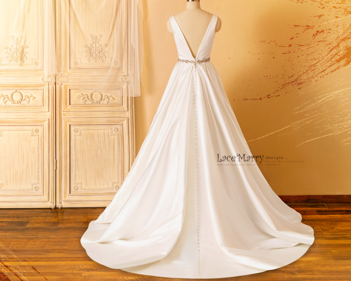 A Line Satin Wedding Dress