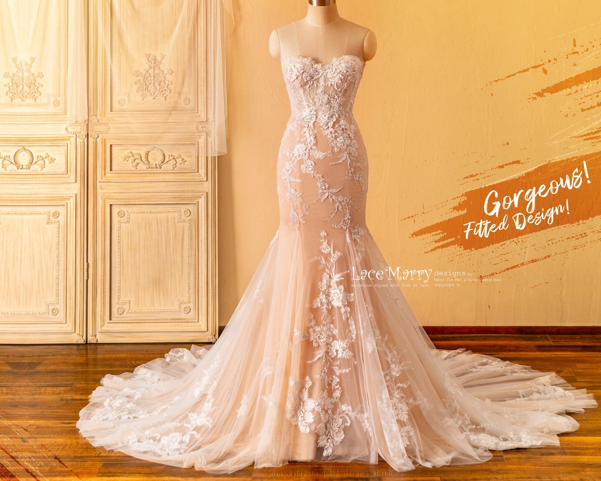 Fitted Wedding Dress with Nude Underlay