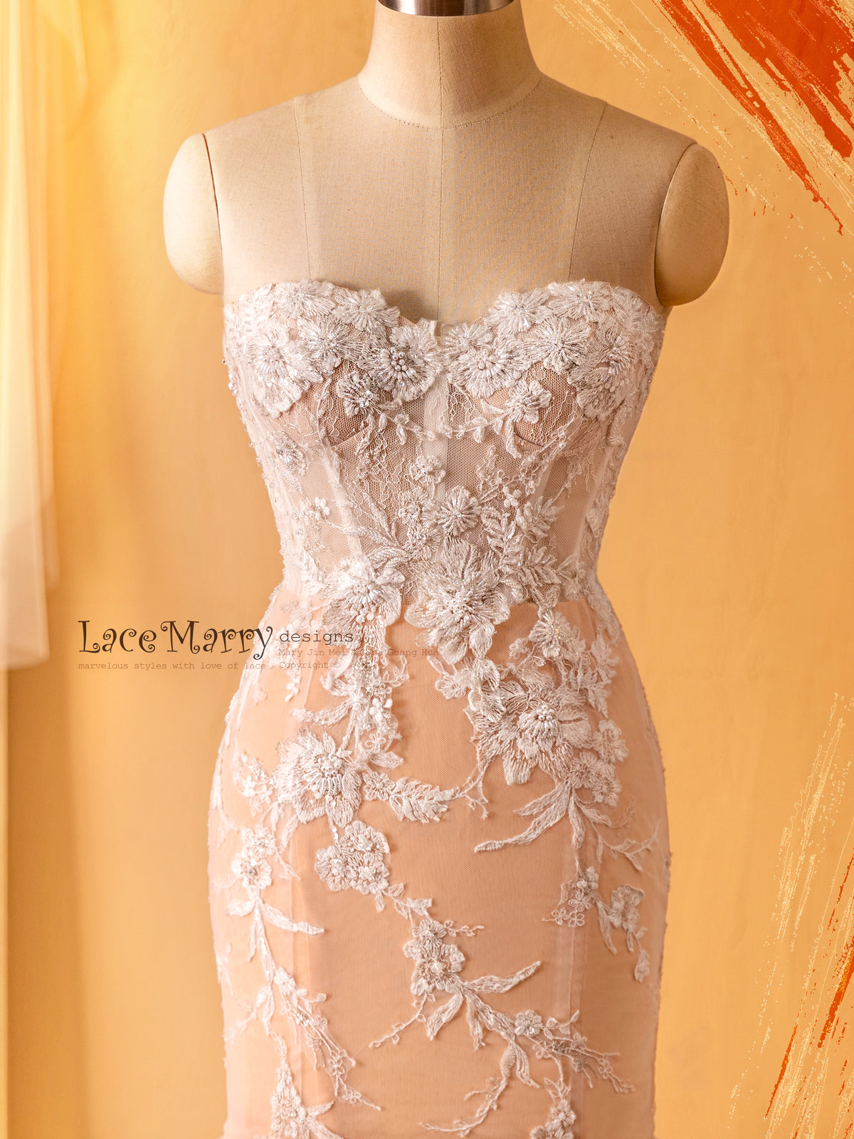 Fitted Wedding Dress with Amazing Beading and Strapless Neckline - LaceMarry Fitted Wedding Dress with Amazing Beading and Strapless Neckline - LaceMarry