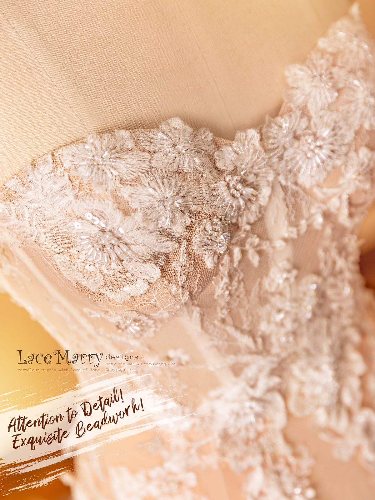 Strapless Wedding Dress with Hand Beading