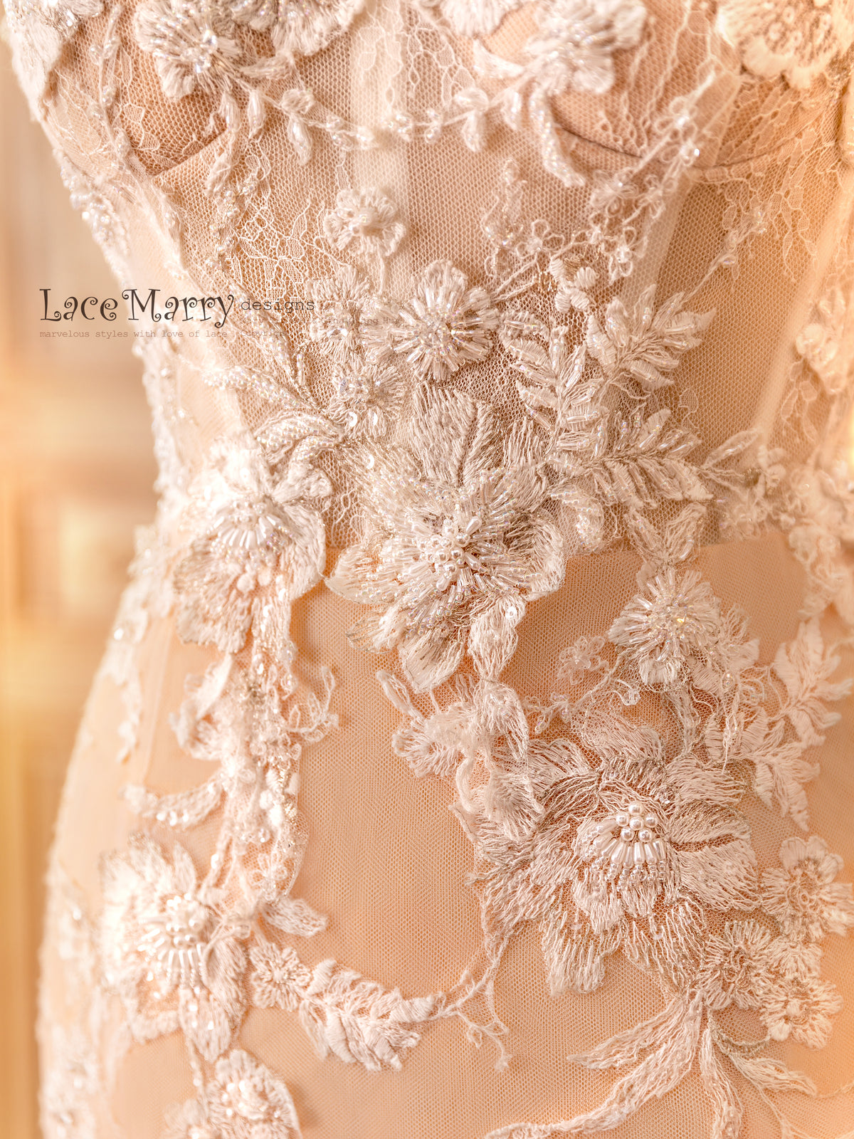 Fitted Wedding Dress with Amazing Beading and Strapless Neckline - LaceMarry Fitted Wedding Dress with Amazing Beading and Strapless Neckline - LaceMarry