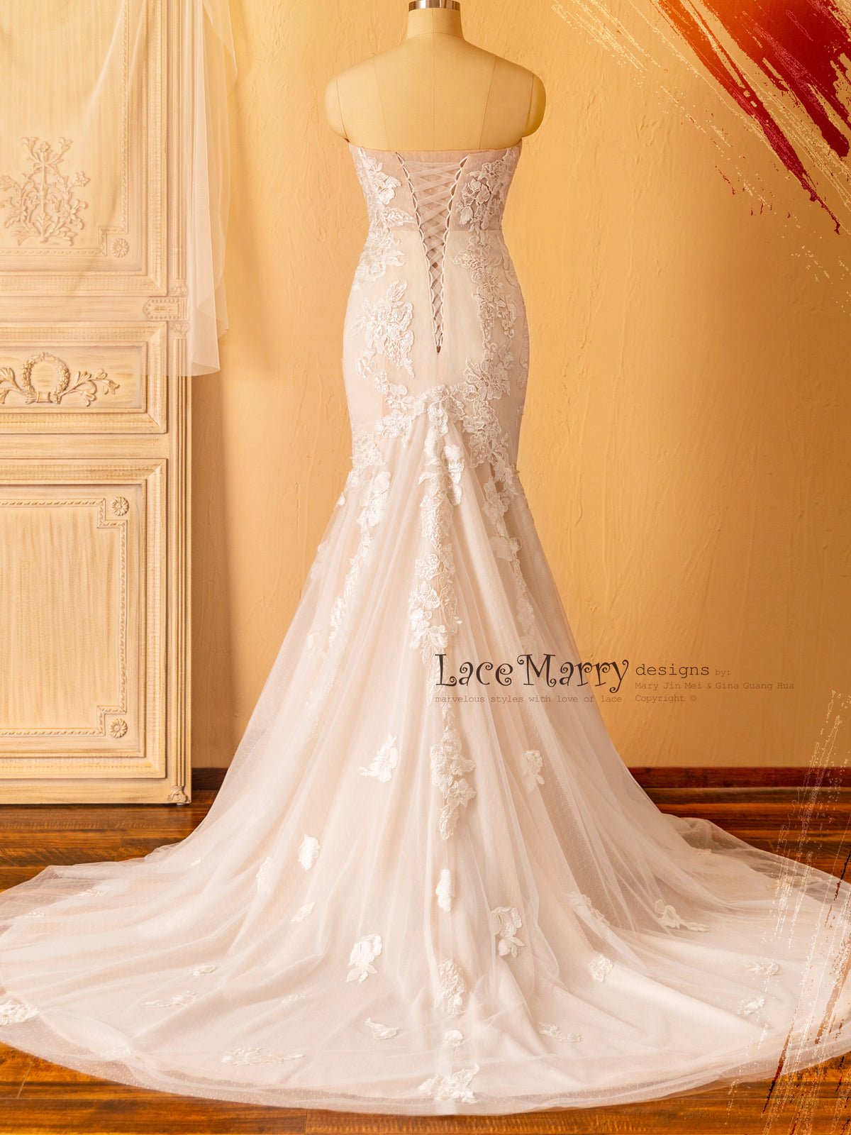 Mermaid Wedding Dress with Lace up Back