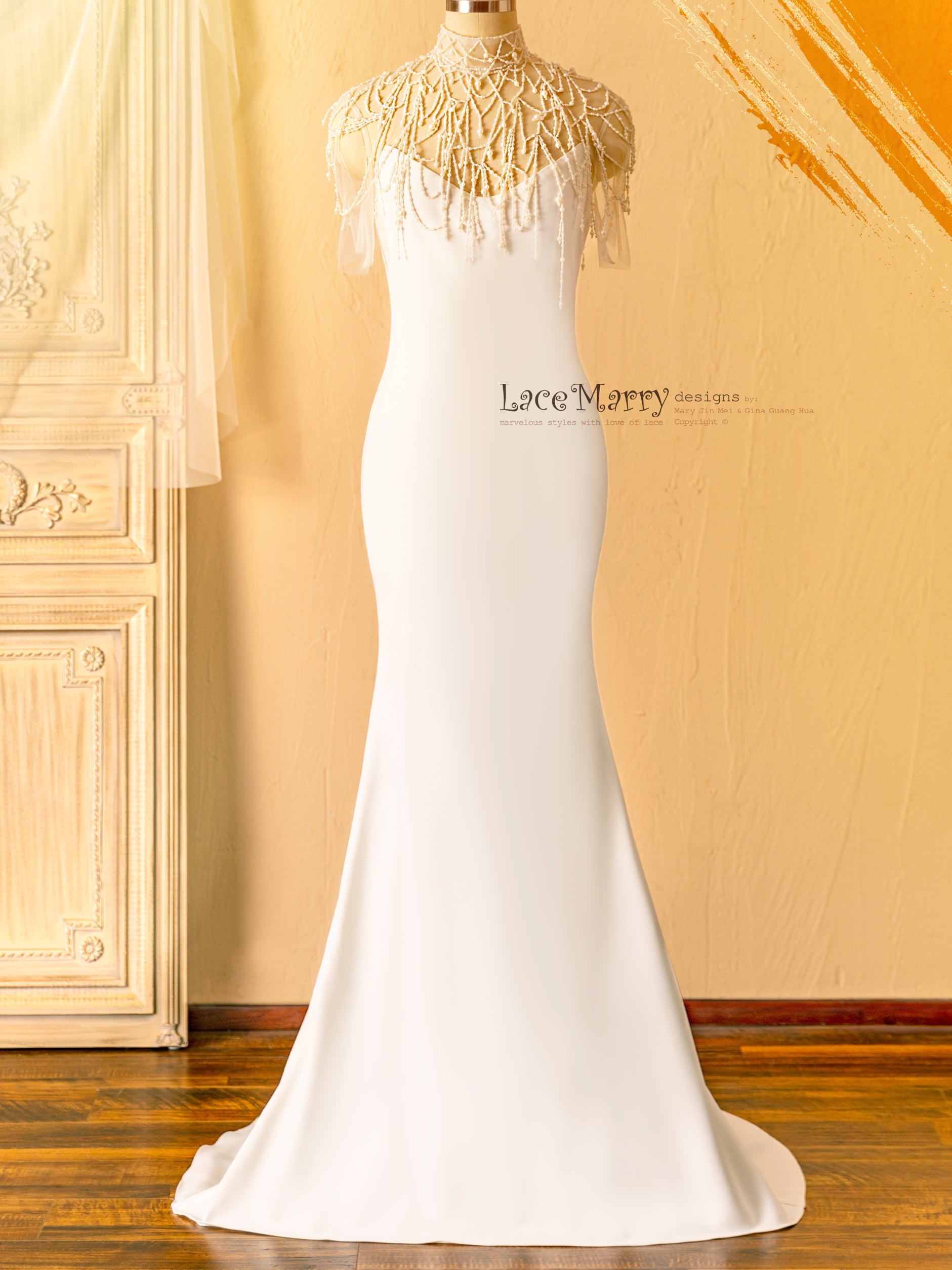 ANYA / Fitted Wedding Dress with Amazing Beading Detail - LaceMarry ANYA / Fitted Wedding Dress with Amazing Beading Detail - LaceMarry