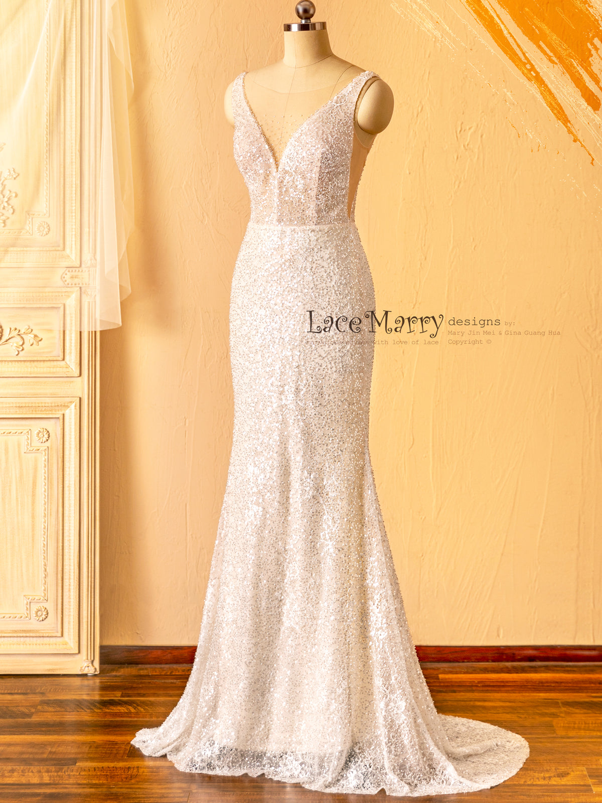 Fit and Flare Glitter Wedding Dress