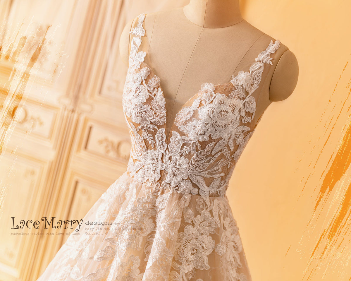 Deep V Neckline Wedding Dress