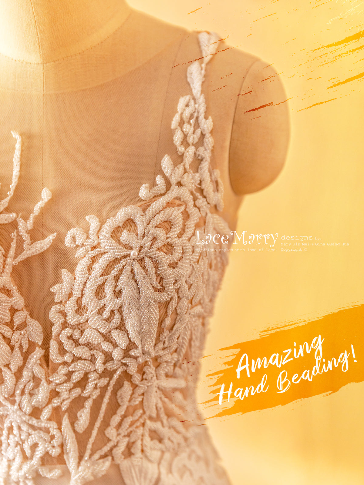 Second Skin Wedding Dress with Hand Beading