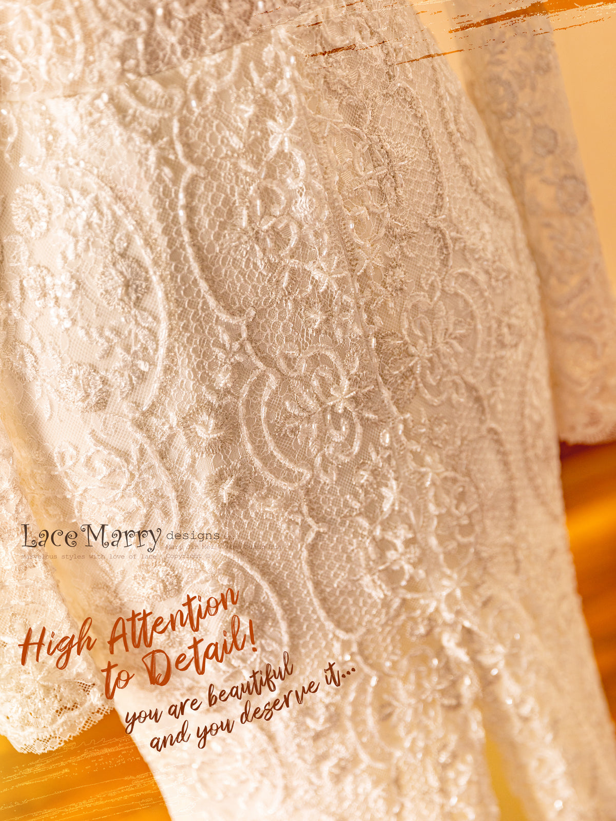 Handmade Wedding Dress with Rhinestones