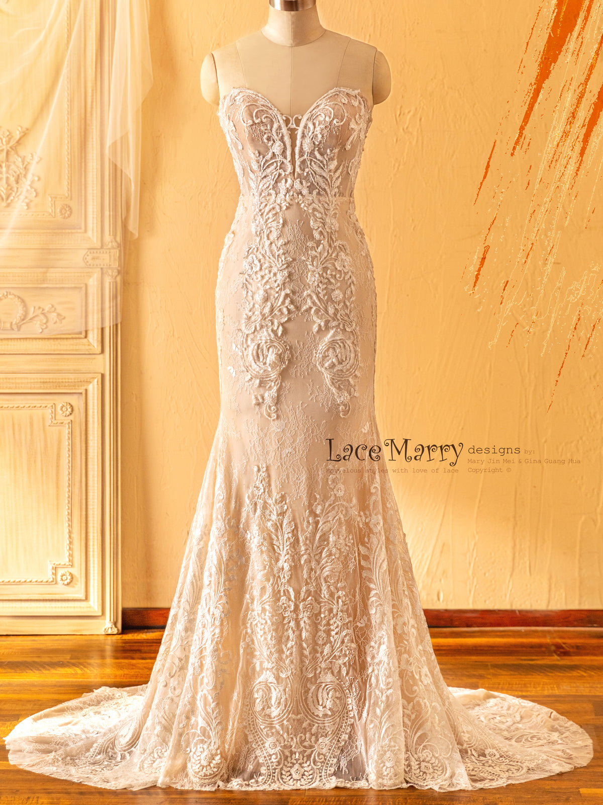 Strapless Lace Wedding Dress