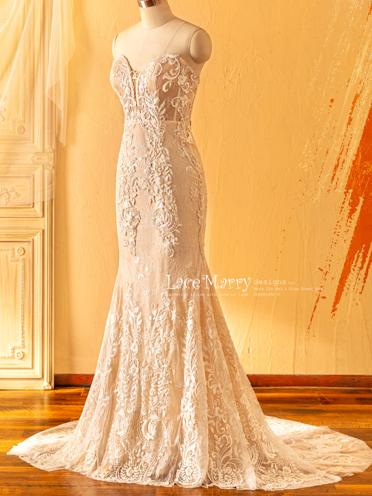 Fit and Flare Wedding Dress with Train