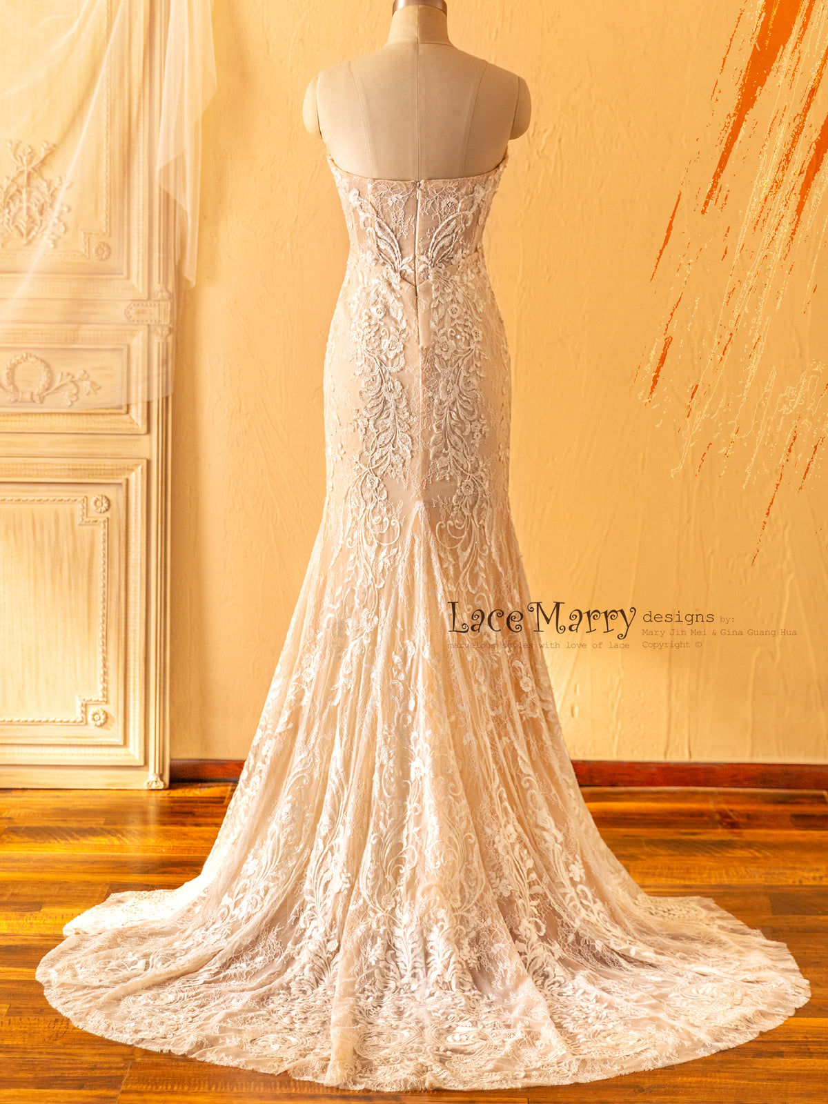 Gorgeous Lace Wedding Dress with Sweep Train