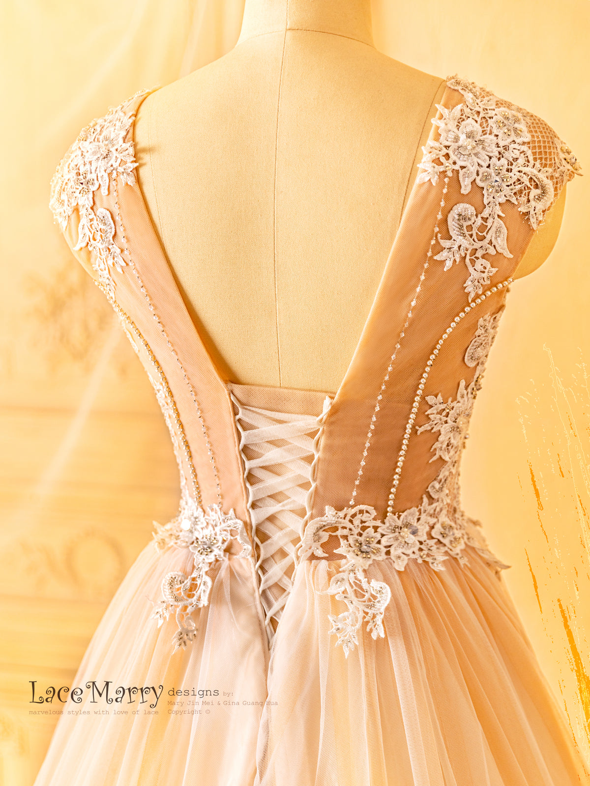 Corset Back Wedding Dress in Blush Color
